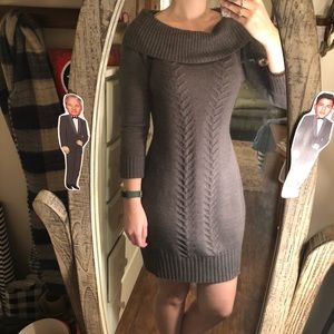 Grey Knit Sweater Dress